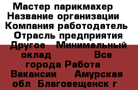 Мастер-парикмахер › Название организации ­ Компания-работодатель › Отрасль предприятия ­ Другое › Минимальный оклад ­ 30 000 - Все города Работа » Вакансии   . Амурская обл.,Благовещенск г.